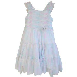 Jona Michelle Girls Pastel Tulle Sleeveless Dress With Flower Accent Size 6